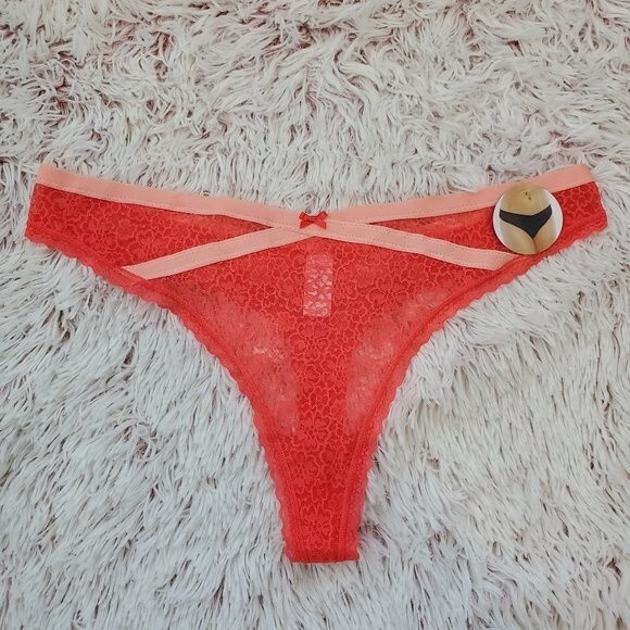 NEW Plus Size 2X Pink Lace Thong - Picture 1 of 5